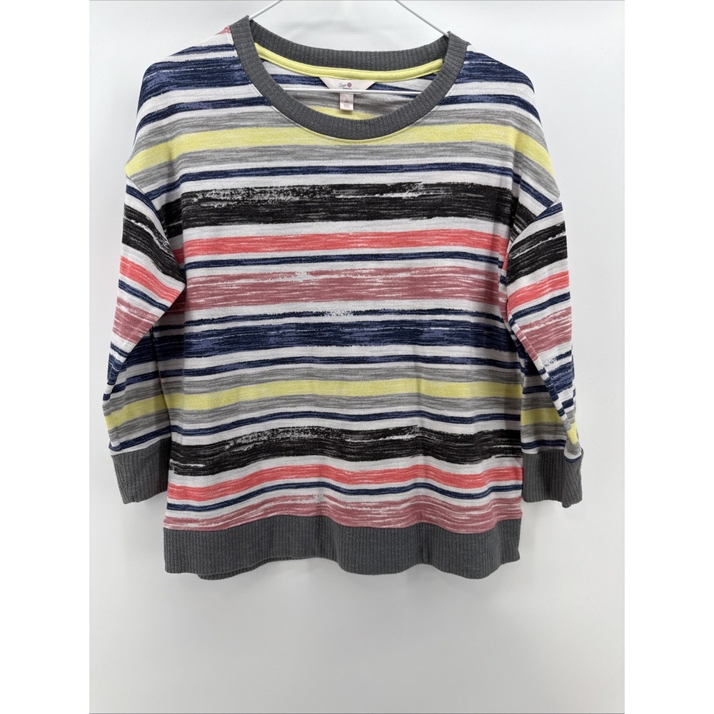 Secret Treasure Womens 3/4 Raglan Sleeve Sleep Top Stripe Large